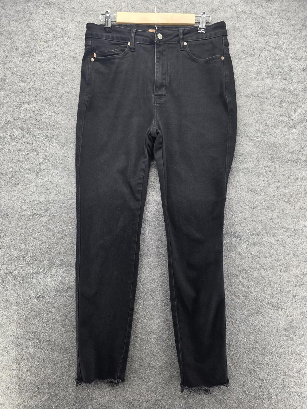 Judy Blue Pants Juniors 13 Black Ankle Skinny Stretch Pockets Zip Raw Hem 28 In